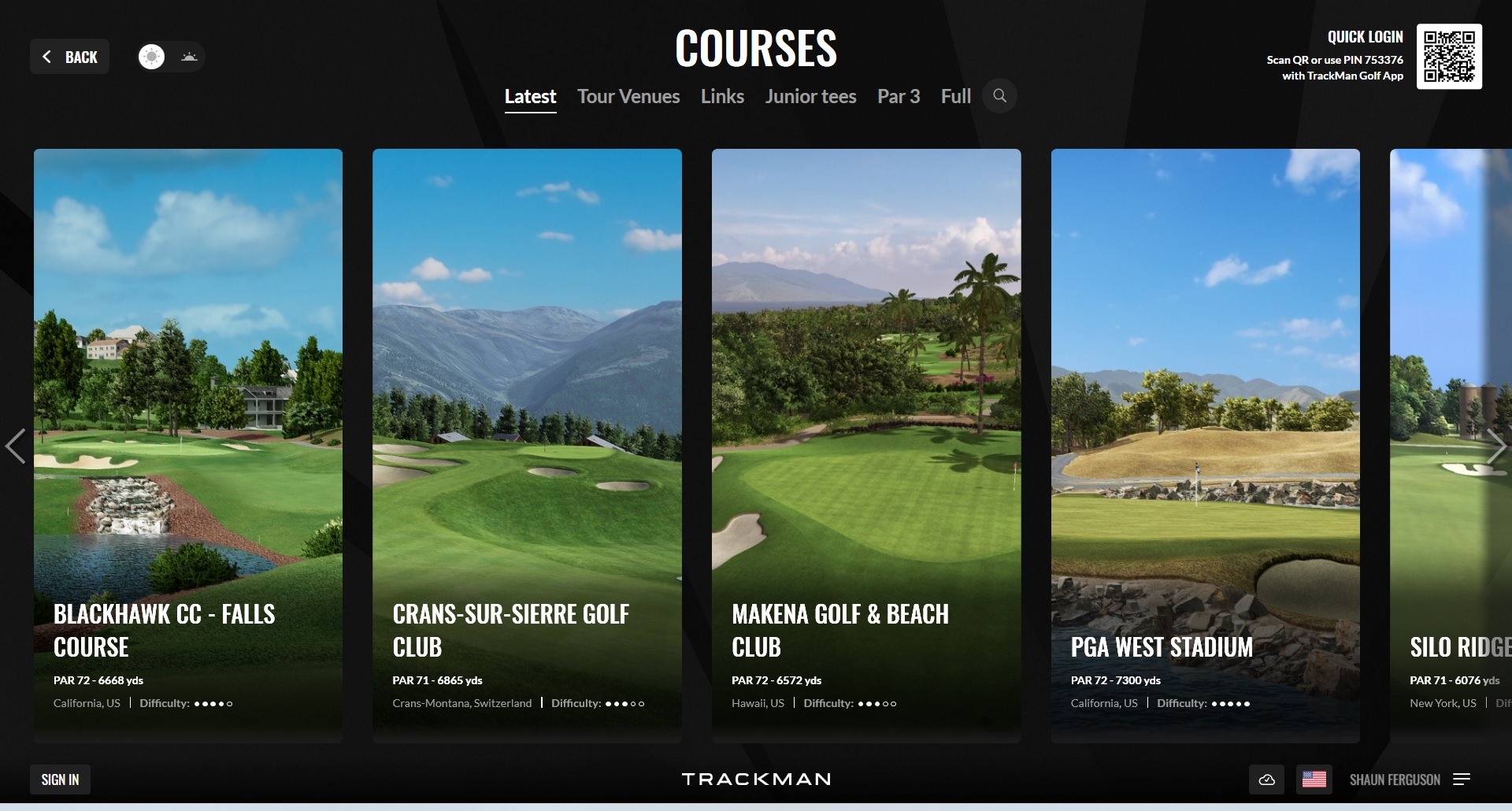 TPS 9 Courses 1 Trackman Performance Software 9 - Golf Courses screengrab 1