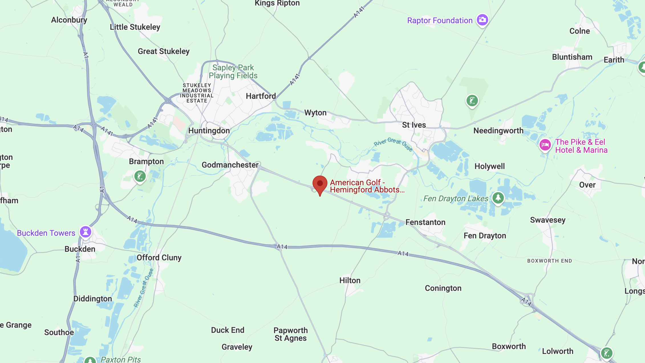 Hemingford Abbots Golf Complex on Map, zoomed out